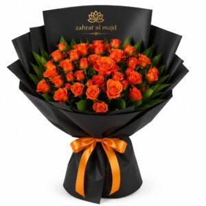 Orange spray roses with accessories