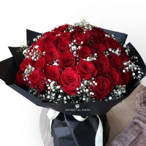 101 red roses with baby breath all wriping colors available