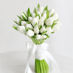 White tulip bouquet for bride