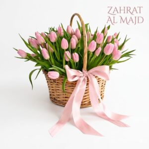 101 pink tulip inside the basket