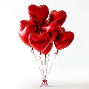 10 red color heart shape ballons with hilume