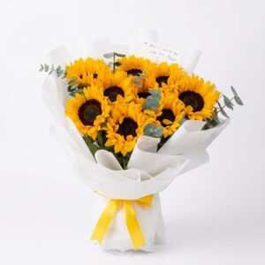 10pcs sunflowers bouquet with accessory