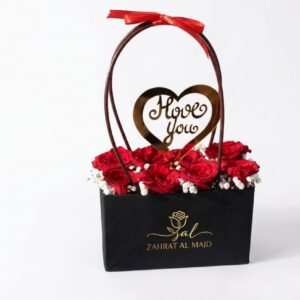 Flower bag red roses with love you stick