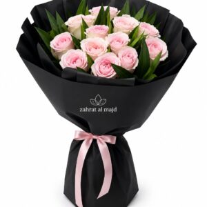 12 pcs pink roses with accessories