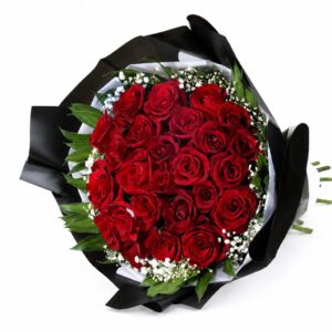 34 red roses with accessories