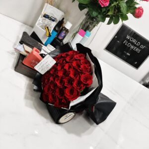 49 red roses with msg card