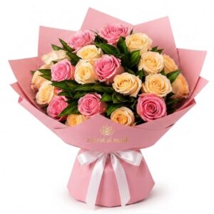 Peach and pink roses 20pcs with accessories
