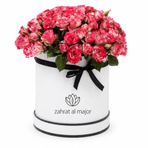 Double color spray roses inside the round box