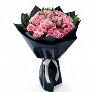 Pink spray roses bouquet with accessories