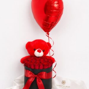 Red rose 25to30 pcs with teddy bear red and 1 hilum heart shape balloon best gift ever