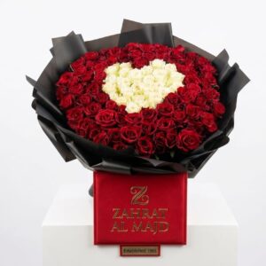 Red roses bouquet 120pcs heart shape