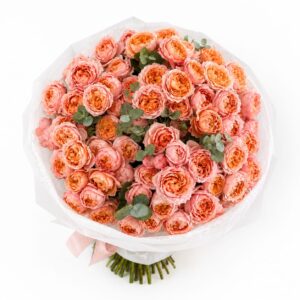 Luxury Peach Garden Rose Bouquet A breathtaking hand-tied bouquet featuring premium peach garden roses with lush